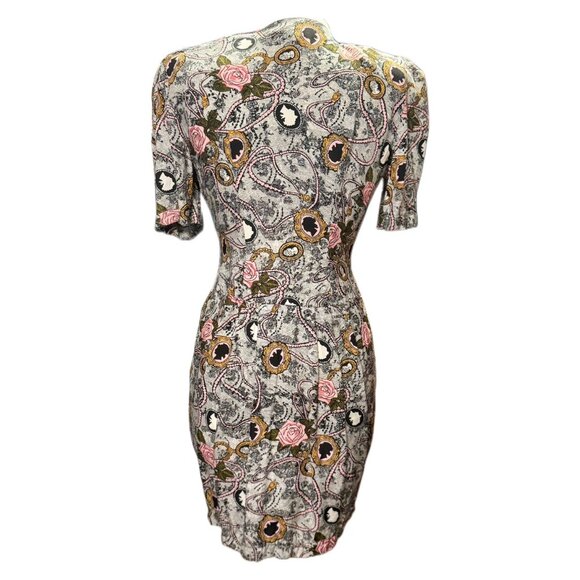La Belle MSRP $187 V-Neck Floral Embroidered Dress Removable Shoulder Pads Small - Picture 2 of 8